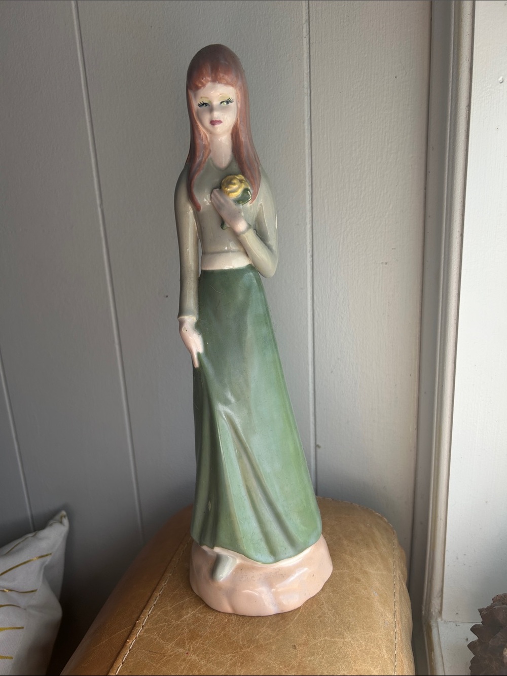 Decorative Green Ceramic Figurine Woman - Home Art